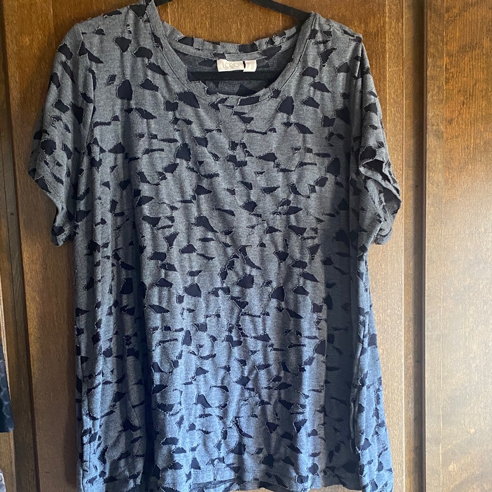 LOGO by Lori Goldstein Charcoal and Black Burnout Textured Top